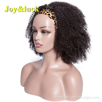 Wholesale High Quality Hairband Wig Kinky Curly Medium Length African Hair Wigs for Black Women Afro Headband Synthetic Wigs